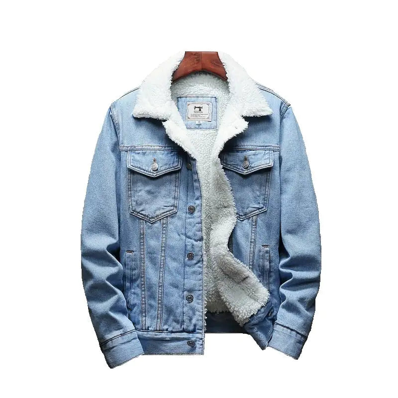 Mens Winter Jean Jackets Outerwear Warm Denim Coats New Men