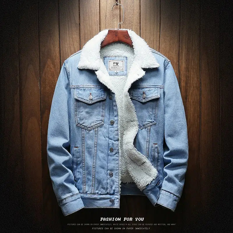 Mens Winter Jean Jackets Outerwear Warm Denim Coats New Men