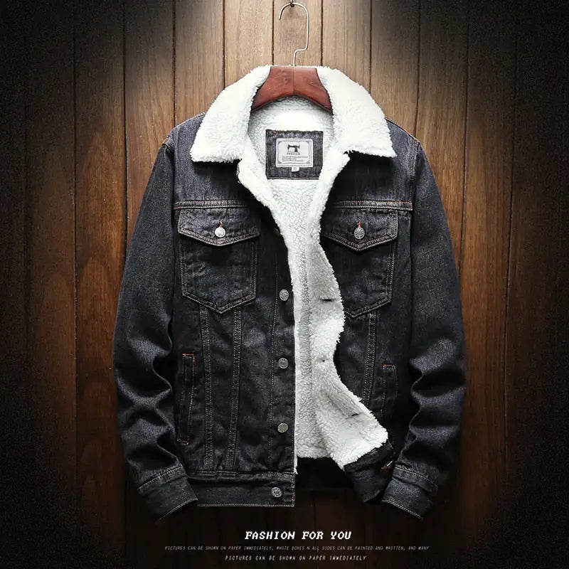 Mens Winter Jean Jackets Outerwear Warm Denim Coats New Men