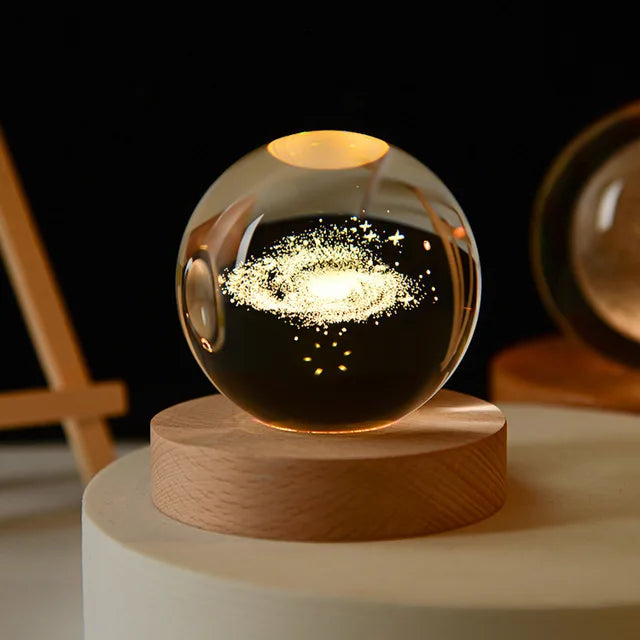 Crystal Ball Glass Planet Led Warm Night Light