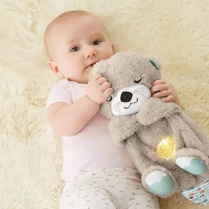 Sleep Sound Machine Soothe 'n Snuggle Otter Portable Plush Baby Toy with Sensory Details Music Lights & Rhythmic Breathing Motion