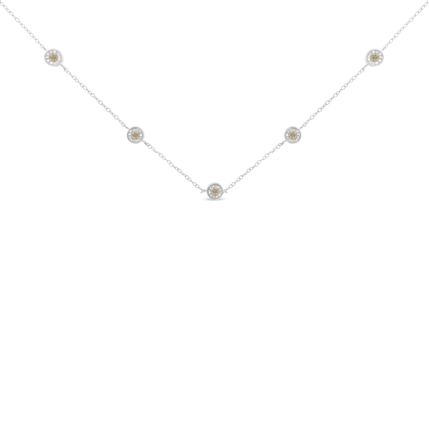 Sterling Silver Diamond Station Necklace (1/2 cttw, I-J Color, I1-I2 Clarity)