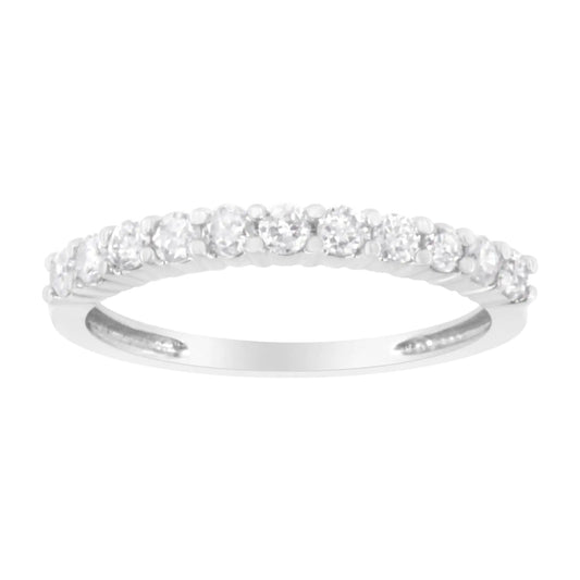 IGI Certified 1/2 Cttw Diamond 10K White Gold Prong Set Fluted Band Style Ring (I-J Color, I2-I3 Clarity)