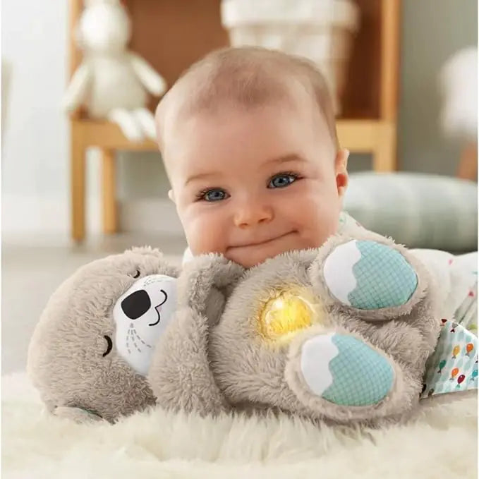 Sleep Sound Machine Soothe 'n Snuggle Otter Portable Plush Baby Toy with Sensory Details Music Lights & Rhythmic Breathing Motion