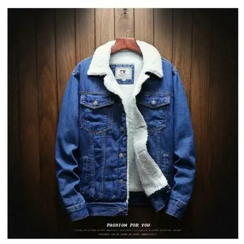 Mens Winter Jean Jackets Outerwear Warm Denim Coats New Men